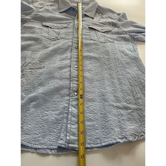 Pop Icon Western Shirt Pearl Snap Front Powder Blue The Buckle Men’s XL - Picture 9 of 12